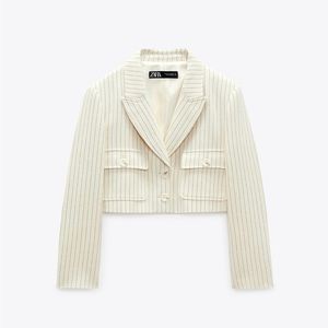 Zara Striped Cropped Blazer